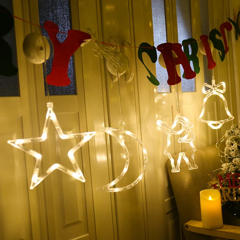 

New Christmas LED Lighting Party Home Indoor Window Decor With Suction Cup Christmas Tree Hanging Decorations Dropshipping