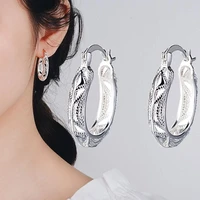 2021 dainty big bohemia hollow hoop earrings for women silver color statement female jewelry wedding accessories boho party gift