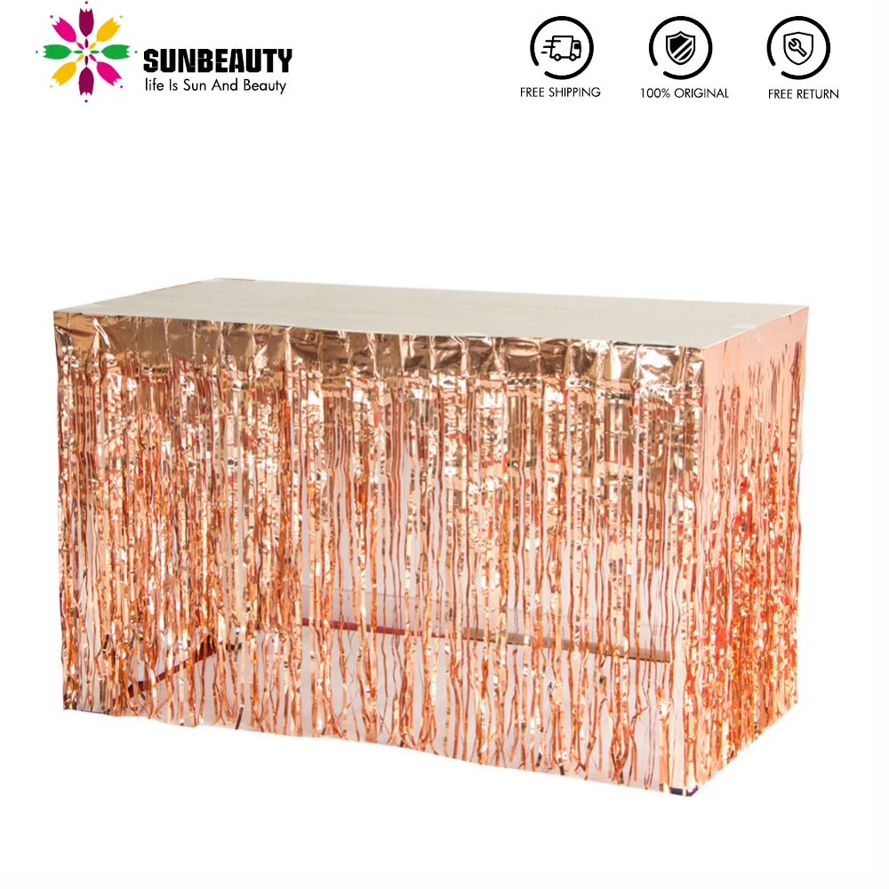 Шторы юбка для стола украшение дня рождения невесты розовое золото