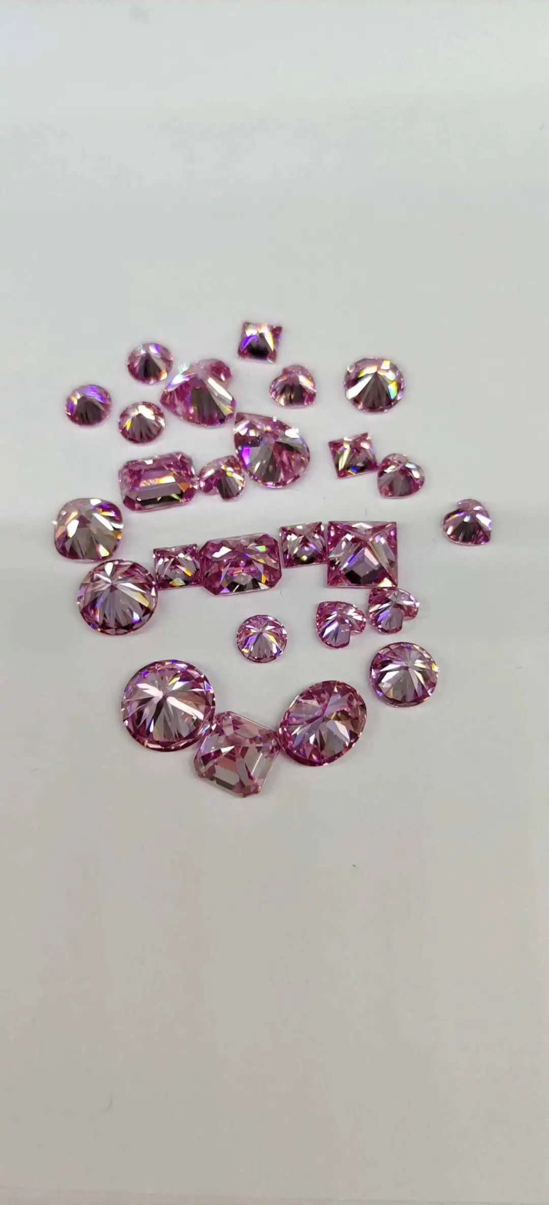 

2020 high quality 6.5mm round one carat pink moissanite diamond earrings necklace