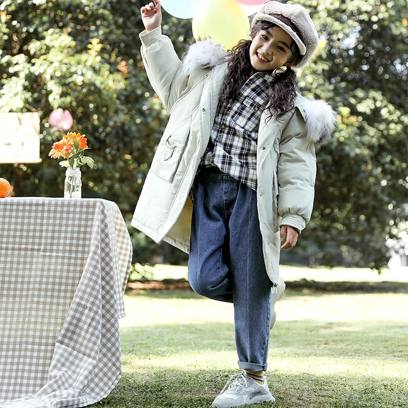 Зимняя теплая длинная куртка с хлопковой подкладкой и меховым воротником для