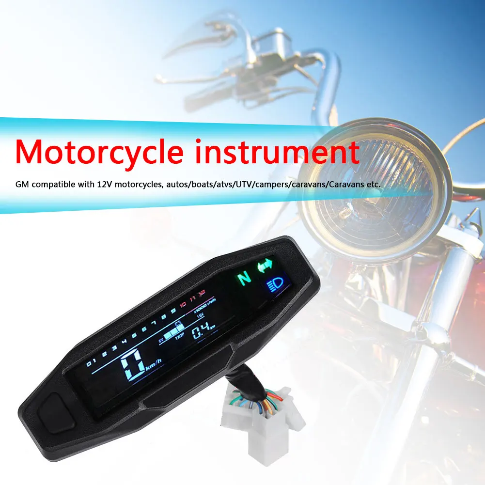 

Fire Resistant Motorcycle Speedometer Odometer Tachometer RPM Fuel Meter Backlit LCD Digital Electric Injection Carburetor Meter