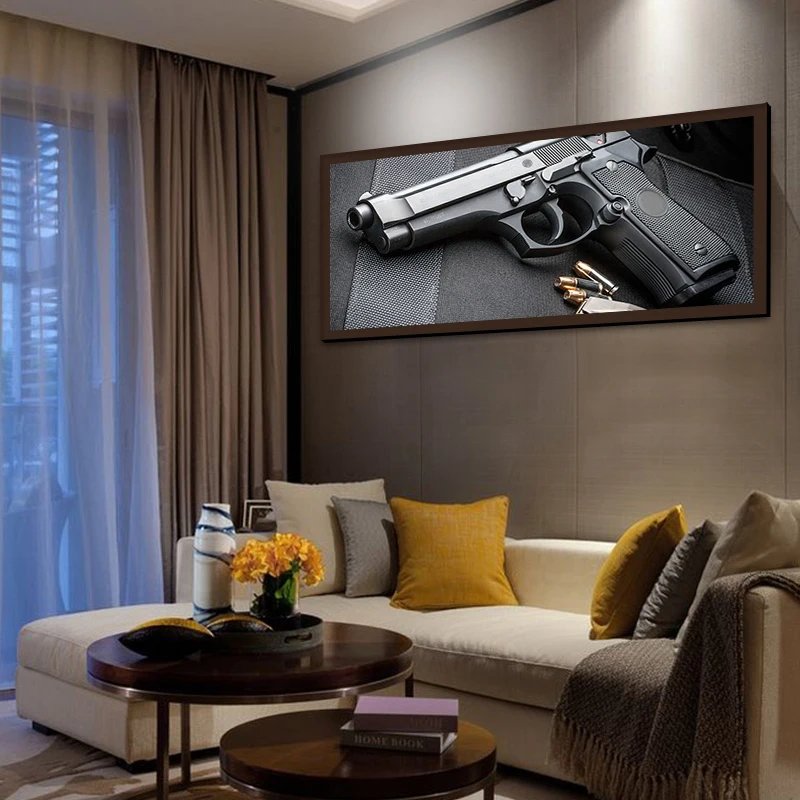 Современная HD печатная Картина на холсте с черным пистолетом в скандинавском