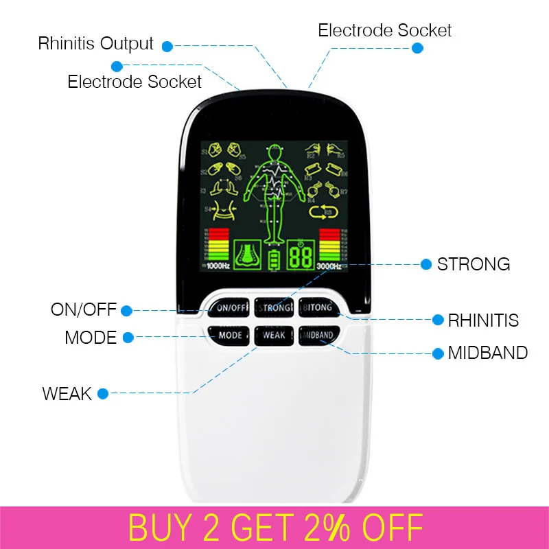 Десятки/EMS Dual Выход Электрический массажер для ног массаж Акупунктура пульса