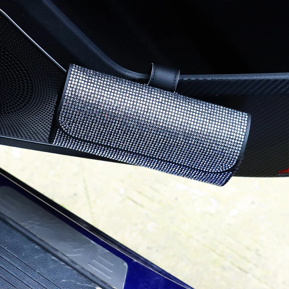 

Универсальный автомобильный держатель Стразы для очков Органайзер сверкающий Автомобильный держатель для солнцезащитных очков футляр дл...