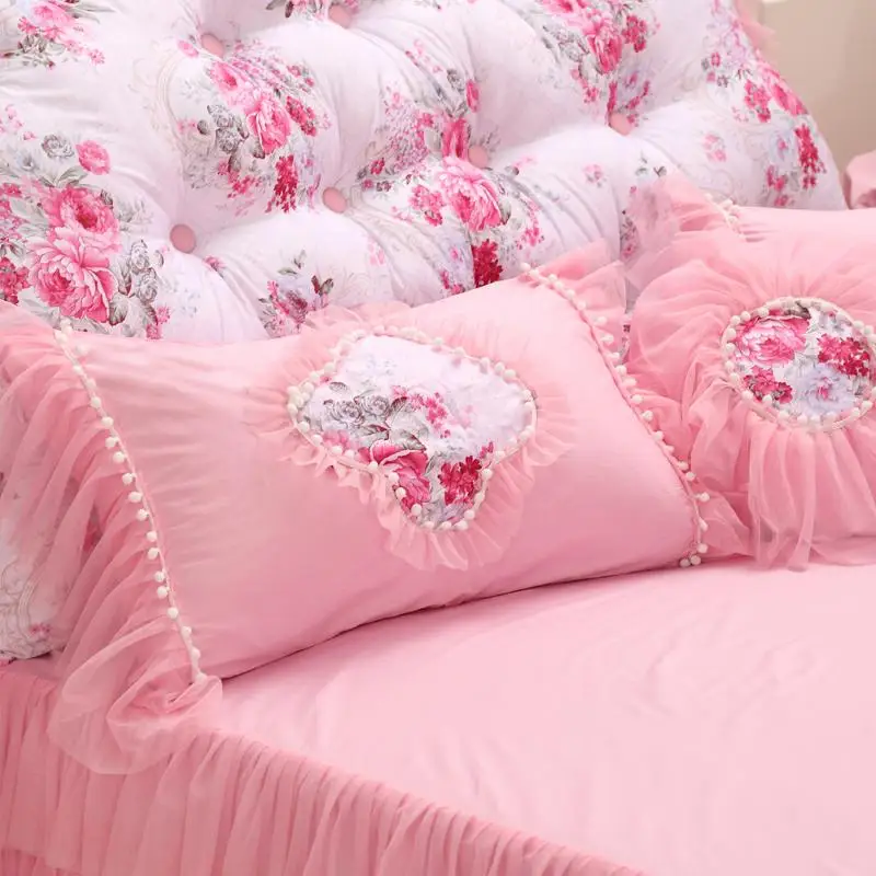 Роскошный розовый кружевной комплект постельного белья принцессы в Корейском