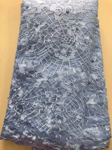 Королевский синий высокое качество вышивка африканская чистая кружевная ткань