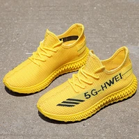 yellow sneakers for woman korean style all match casual shock absorption sports travel shoes youth running hiking popular