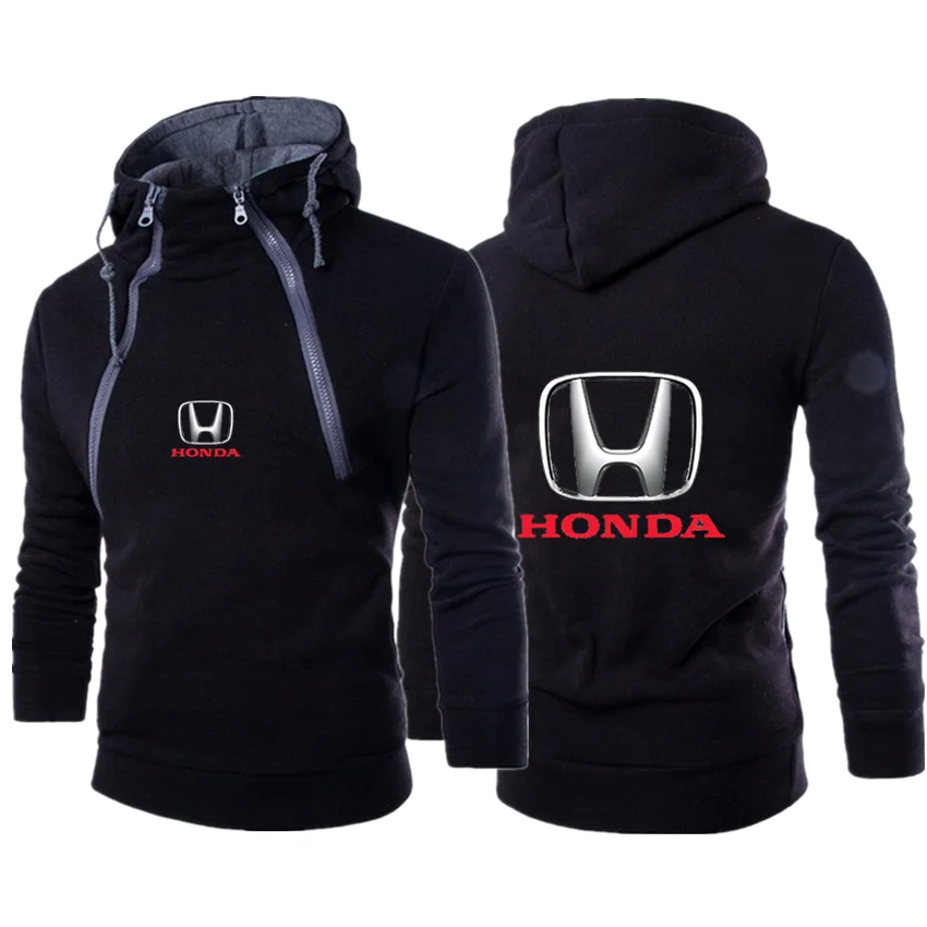 

2021 spring autumn jacket fashion new men's Honda car print outdoor sports leisure hoodie double zipper top men's sportswear