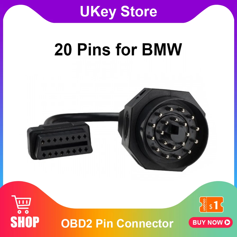 

OBD2 Adapter Cable 20 pin to 16 PIN Female Connector For BMW e36 e39 X5 Z3 For BMW 20pin OBD II Diagnostic Cable