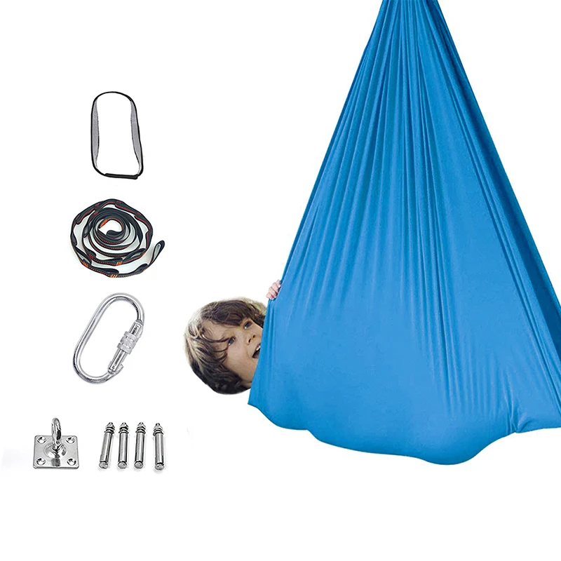 

Elastic Nylon Sensory Hammock With Installation Tools Indoor Swing Toys Outdoor Soft Parcel Steady Seat Therapy Swing Kids Gift