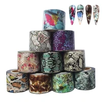 10roll nail foil snake leopard starry paper nail art transfer sticker 50m4cm holographic slider decal accessories