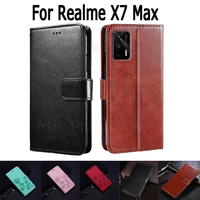 case for realme x7 max cover etui flip wallet stand leather book funda on realme rmx3031 case magnetic card protective shell bag