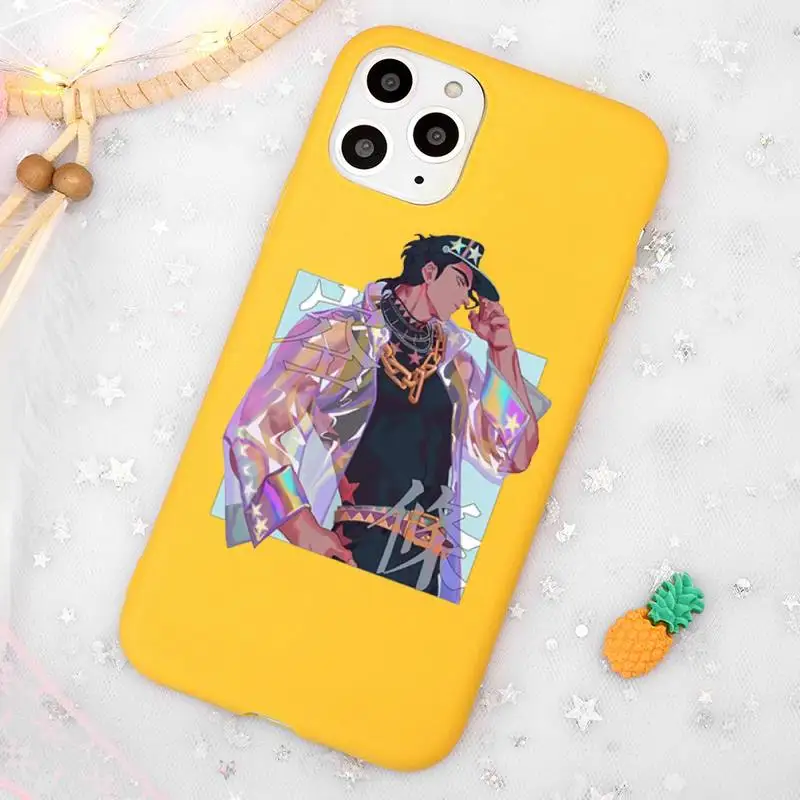 

JOJOS BIZARRE ADVENTURE OVER HEAVEN Phone Case Candy Color Yellow for iPhone 11 12 pro XS MAX 8 7 6 6S Plus X 5S SE 2020 XR