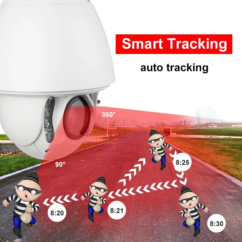 IMPORX 5MP 45X Optical Zoom Auto Track PTZ IP Camera Wireless WIFI AI Humanoid Detection Recognition Tracking Surveillance | Безопасность