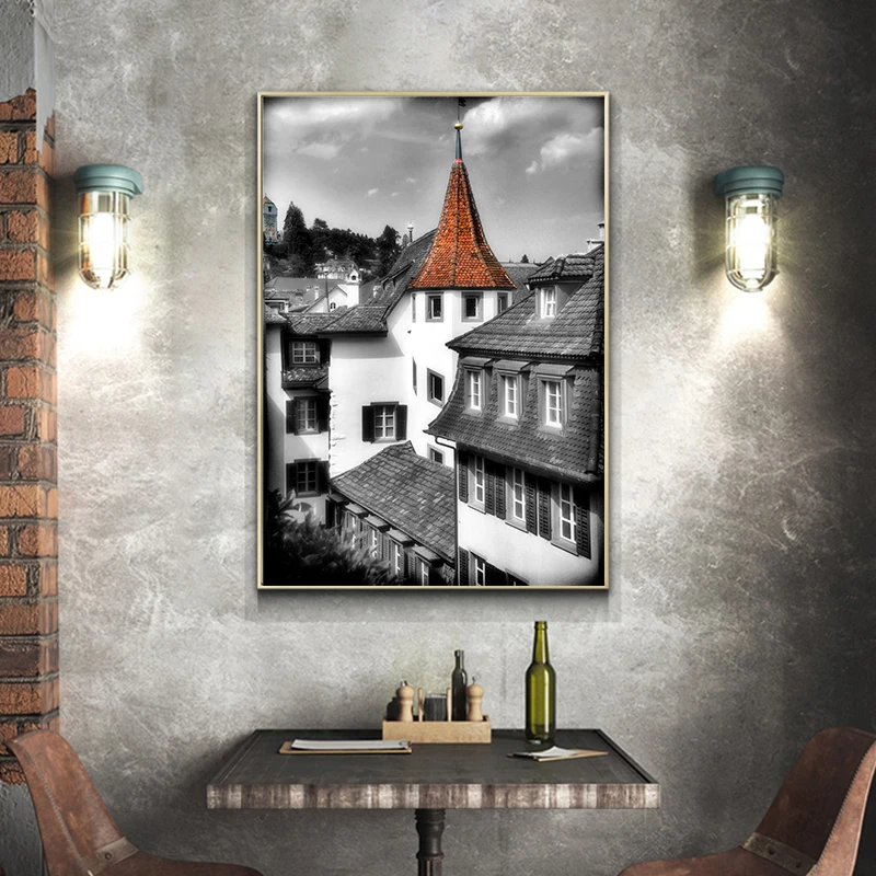 Черно-белая пейзажная картина домашний декор Скандинавская Картина на холсте