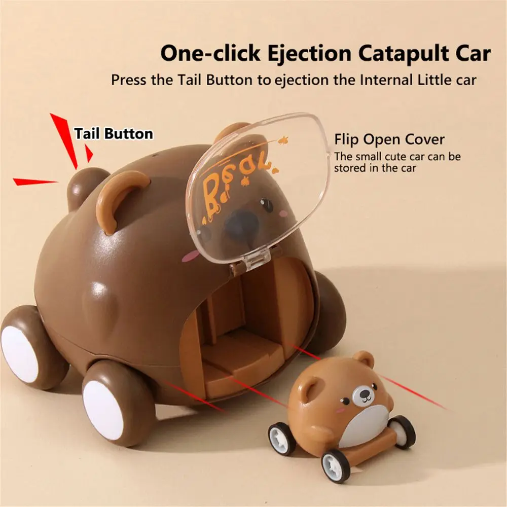 

Learning Mini Animals One-click Ejection Interactive Toy Push and Go Cartoon Cars Toy Baby Car Toys Little Car