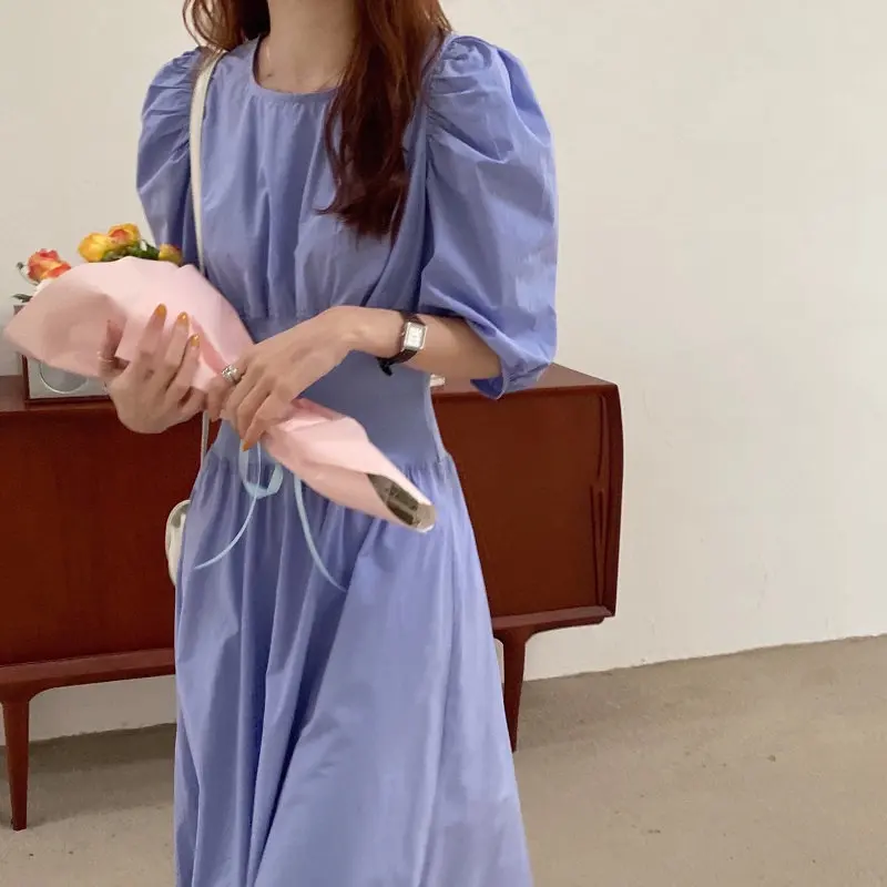 Женское платье средней длины в стиле ретро Alien Kitty однотонное летнее с эластичным