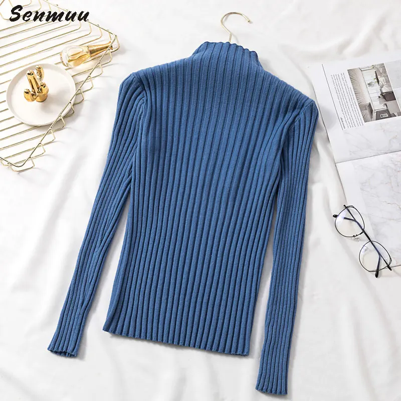 INS 2019 Autumn Women Ladies Turtleneck Soft Letters Sweater Femme Korean Pull Tight Knit Ribbed Jumper Knitwear Top | Женская одежда