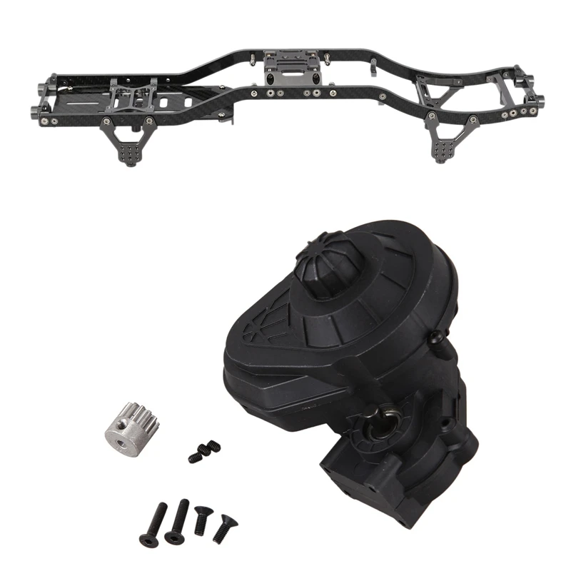 

SCX10 Frame Girder Carbon Fiber Chassis Frame Rails with Complete SCX10 Gearbox Transmission Box with Metal Gear