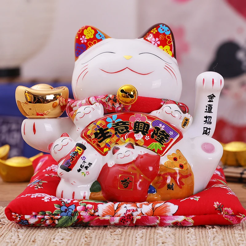 7 5 дюймовый керамический подвижный Кот Манеки Neko орнамент фэн-шуй украшение