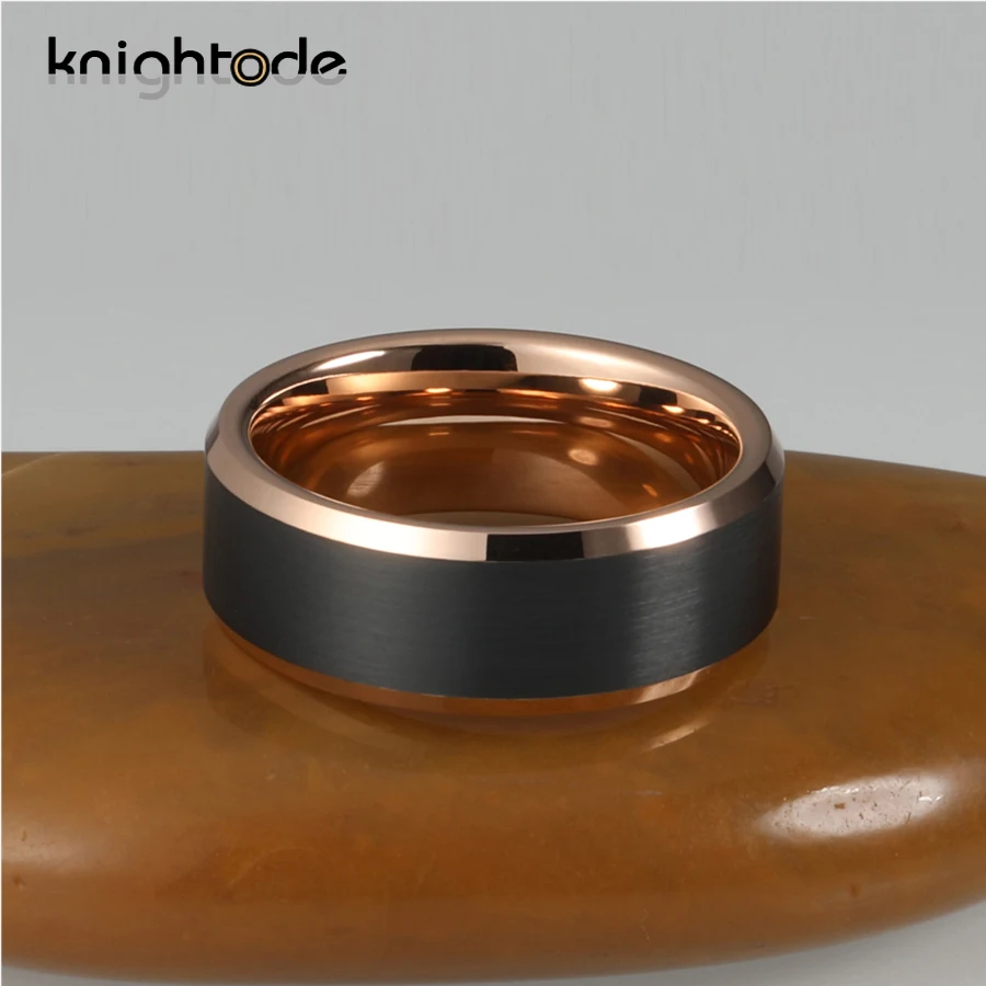 2 Цвет кольцо из розового золота обручальное вольфрама черная матовая