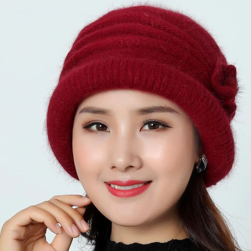 SUOGRY Hat Beanie Женская осенне-зимняя теплая шапка Лыжная шапочка Женская лыжная вязаная шапка полосатый капот Femme меховая женская шапка