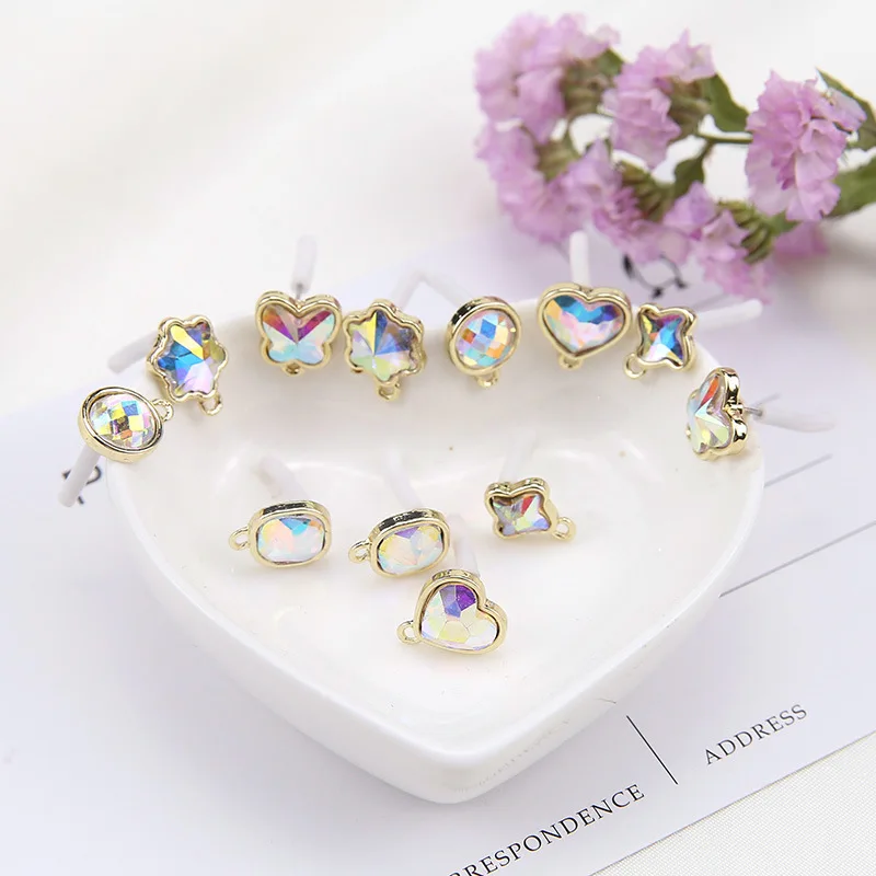Pendientes de mariposa con diamantes de imitación, accesorio sencillo con forma de estrella, para hacer joyas, 10 unids/lote