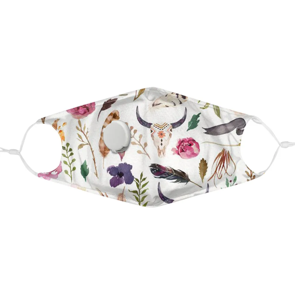 

1pc Face Mask Dustproof Foggy Haze Pm2.5 Mouth Face Mask Unisex Print Mouth-muffle With 2 Pcs Gasket Face Mask Filter