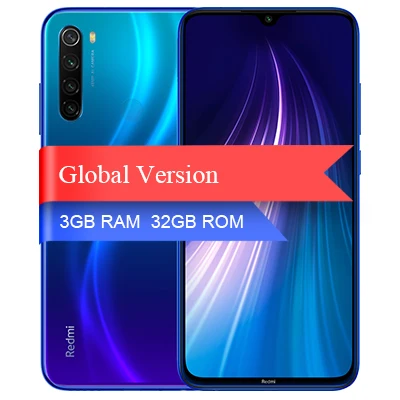 32G Global Blue Xiaomi Redmi Note 8 с глобальной версией, 32 ГБ, 64 ГБ, 128 ГБ, смартфон, 48мп, четырехъярусная камера, 4000 мАч, аккумулятор Snapdragon 665, FHD, экран для глаз - Цвет: 32G Global Blue