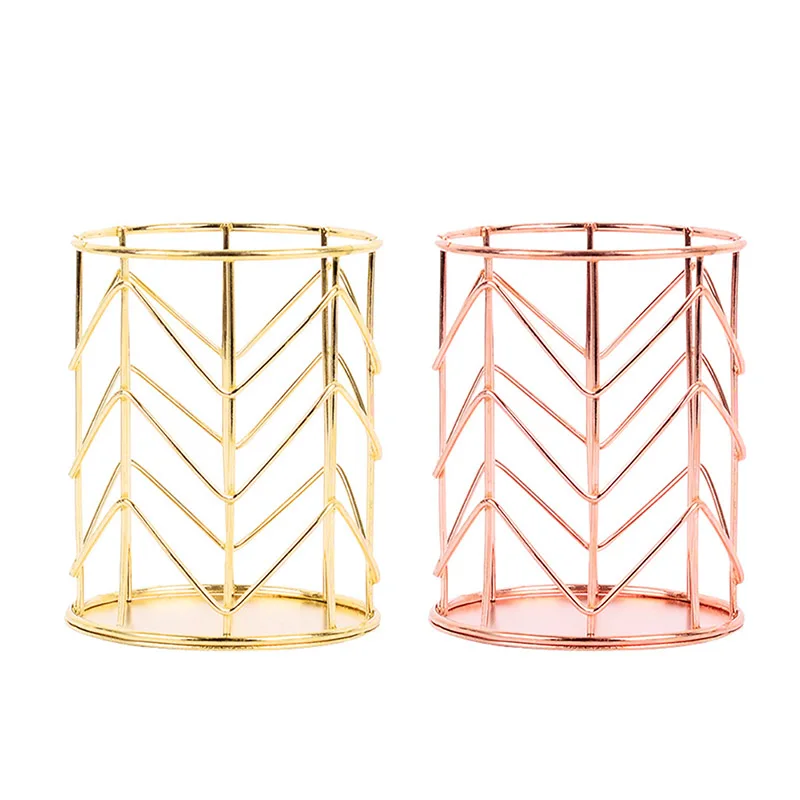 

Nordic Style Ins Golden Iron Pen Holder Desktop Storage Storage Tank Brush Cosmetic Storage Tube