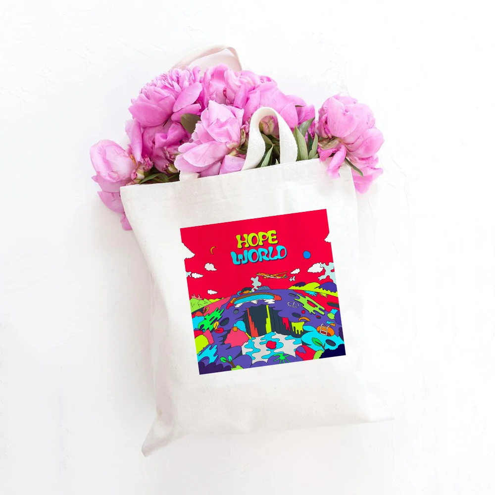 

Women Shopping Tote Bag Hope World Graphic Shopping Bags Female Canvas Bag Large Capacity Eco Casual Ladies travel Tote bag 2021