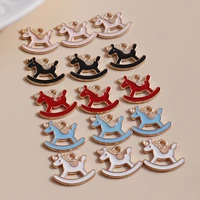 10pcslot 1411mm 4 color rocking horse charms diy for necklaces pendants earrings making enamel girl charms jewelry accessories