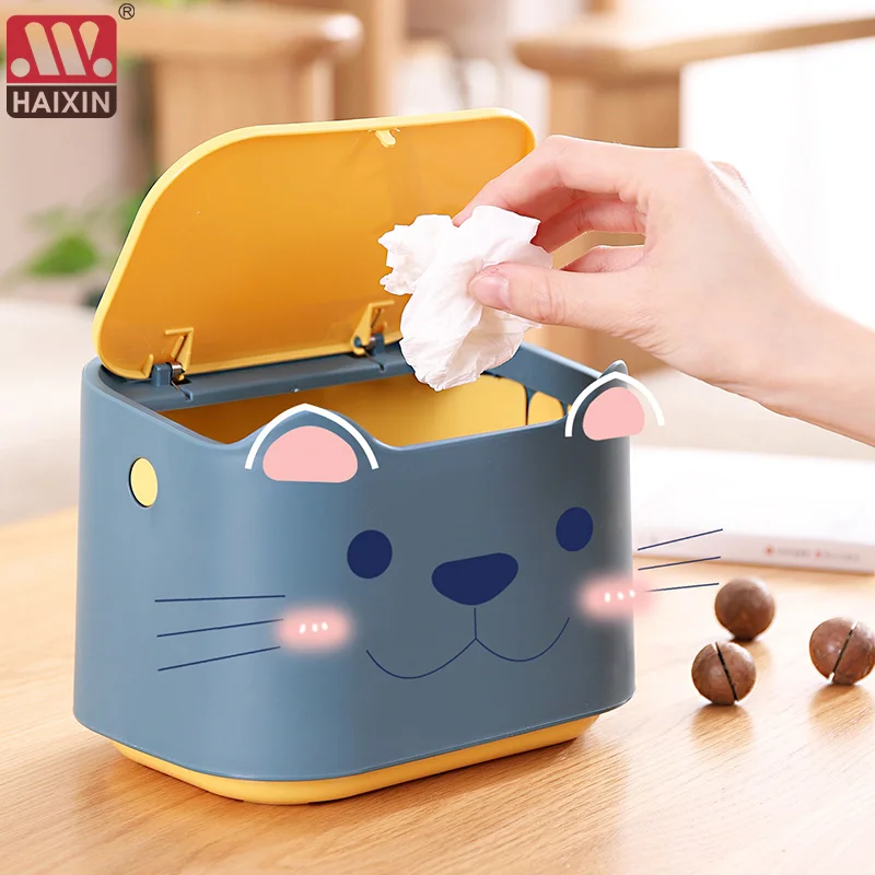 

2021 new Mini Small Waste Bins Desktop Garbage Basket Home Table Plastic Trash Can Office Supplies Dustbins Sundries Barrel Box