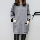 Женское платье, корейский тренд, высококачественный кашемировый свитер с круглым вырезом, Женский Дикий свободный длинный вязаный джемпер с длинными рукавами, шерстяное платье