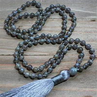 6mm labradorite 108 beads mala knot necklace chakra retro classic tibetan spiritua wristband meditation prayer mala