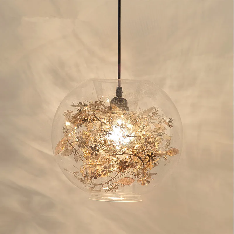 

Modern LED minimalistModern Tangle Globe Flower Light Pendant Lamp Ac 90-260v Glass novelty Lighting Fixture for bar bedroom