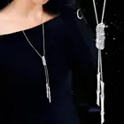 Ожерелье женское регулируемое с бамбуковым узлом, серебристого цвета