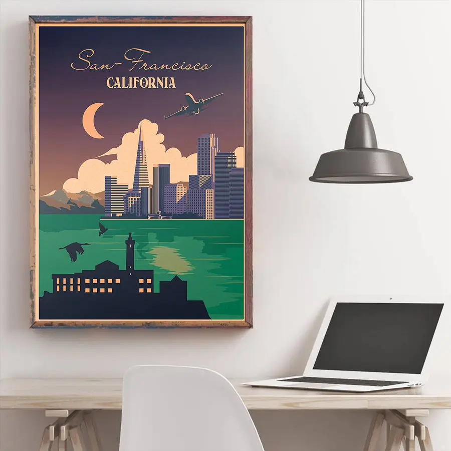 Калифорнийский пейзаж живописный постер с пятнами Художественная печать на