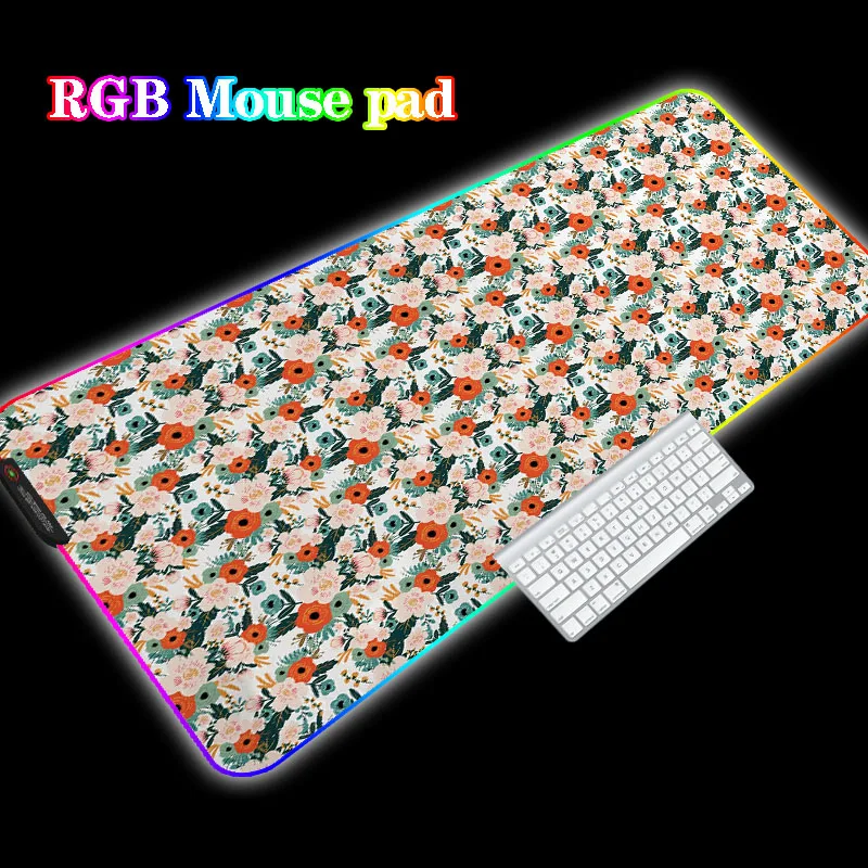 

Mairuige Top Quality Hand-painted Flower Pattern RGB Large Cushion Gaming Mouse Pad Free Shipping XXL LED Mouse Pad Keyboard Pad