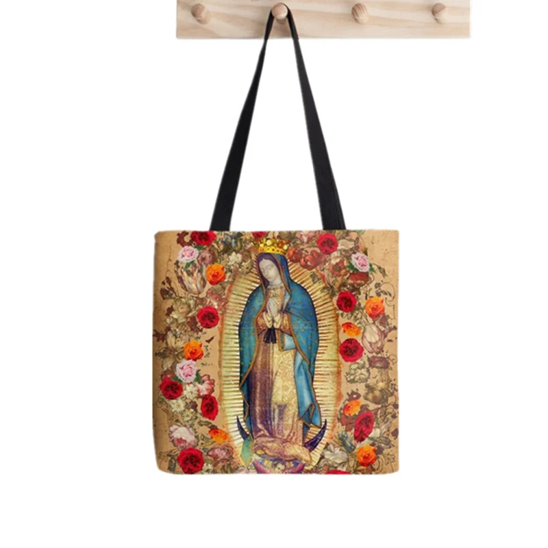 

Women Shopper bag Virgin Mary Printed Kawaii Bag Harajuku Shopping Canvas Shopper Bag girl handbag Tote Shoulder Lady Bag