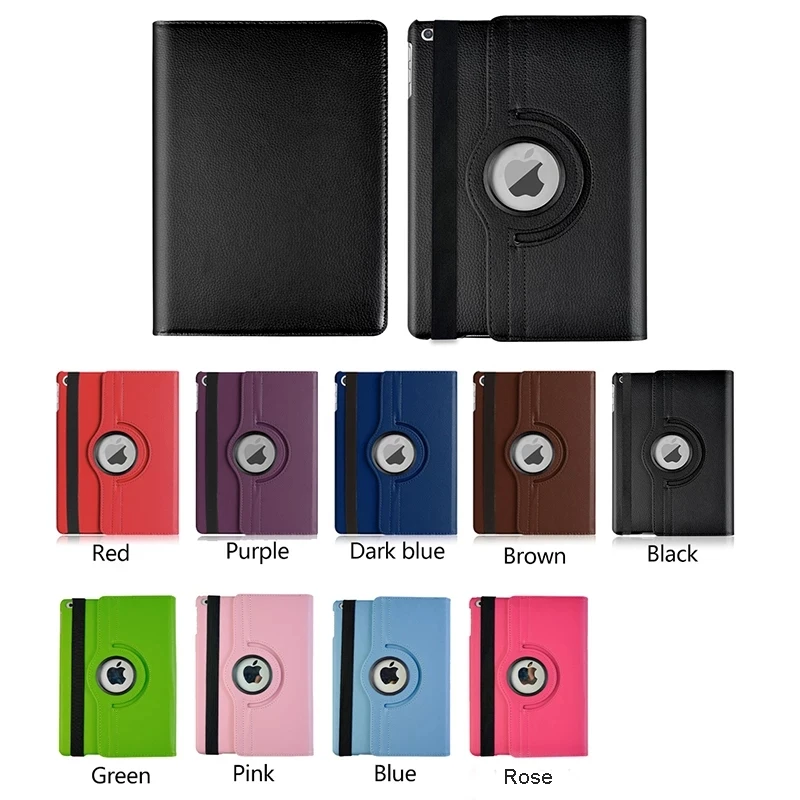 100 Pcs/Lot Leather 360 Degree Rotating Case Smart Cover Case for iPad Air 1/2/3/4 Pro 9.7
