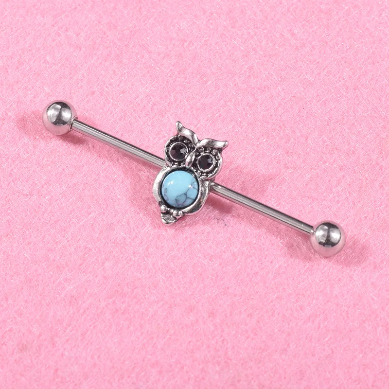1 шт. модные серебряные серьги в виде совы Промышленные Штанги штанги для