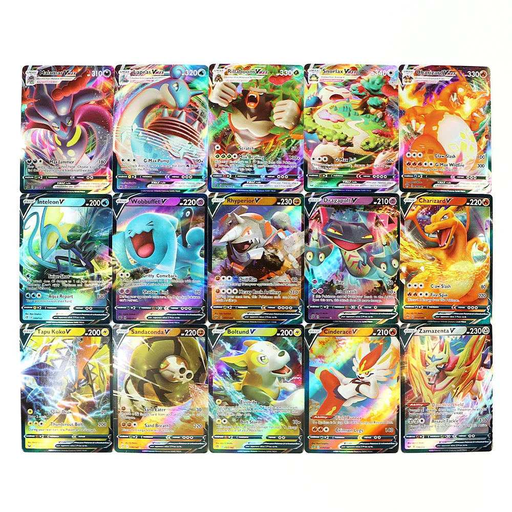 Английская версия карт Pokemon 50-300 шт. карты 300 В макс. GX детская боевая игра ярлык
