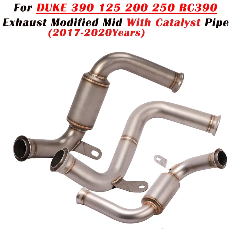 For DUKE 390 125 200 250 RC390 2017 - 2020 Motorcycle Exhaust Escape Modified Mid Link Pipe With Catalyst Eliminator Enhanced