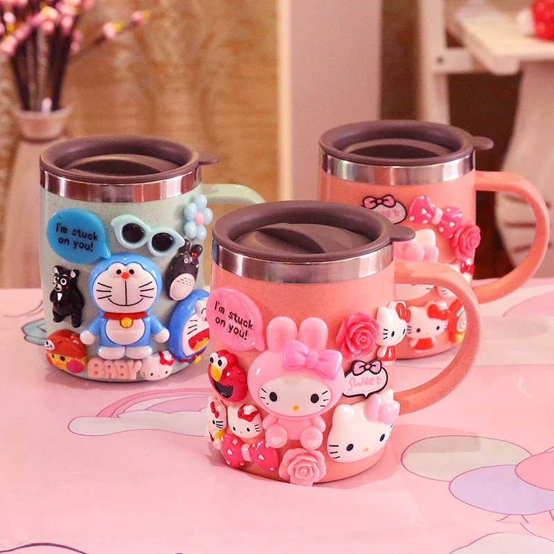 420 мл розовая портативная Пшеничная солома с двойными стенками портативные