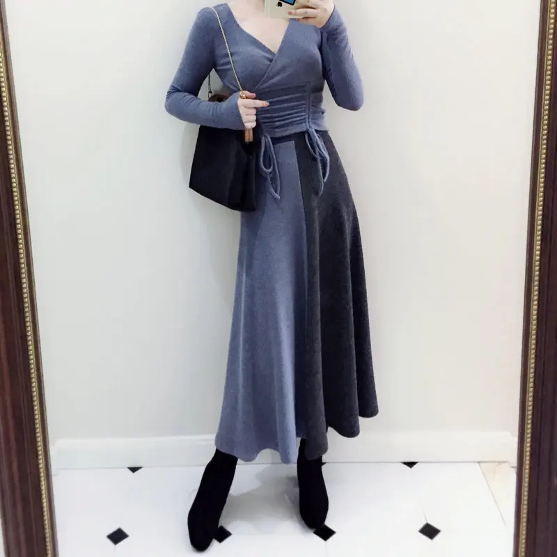 Женский свитер дизайнерское подиумное платье Осень зима 2019 модное вязаное