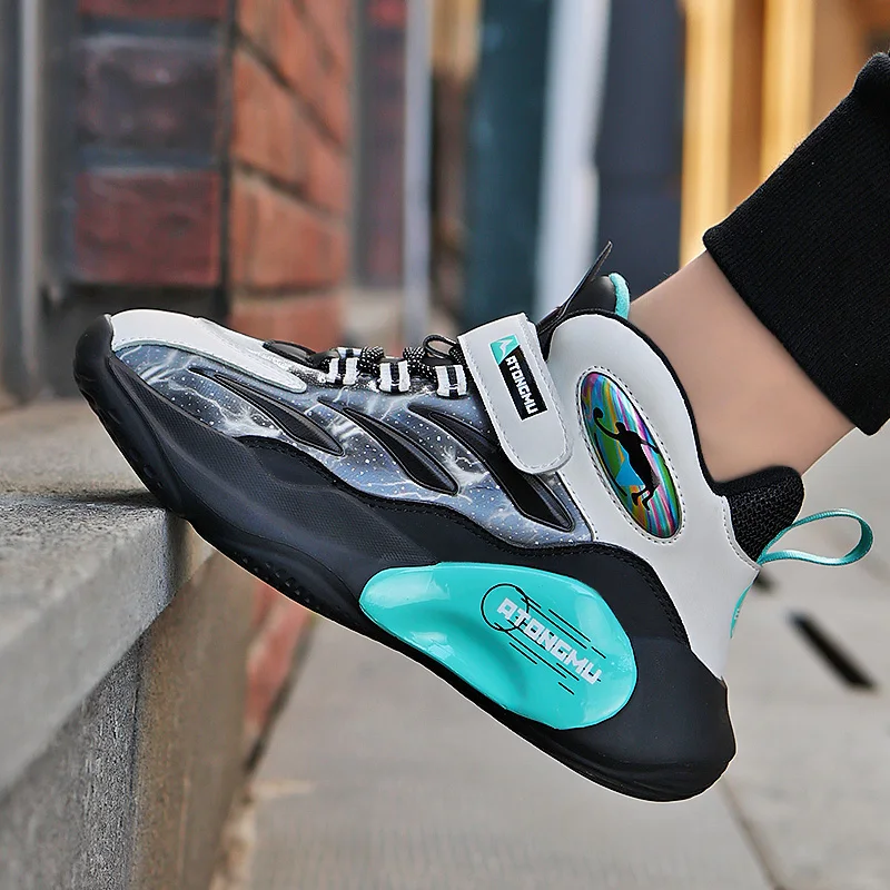 

Детская обувь, ботинки, ботинки для мальчиков в Корейском стиле, амортизирующие ботинки, высокие, Нескользящие ботинки для детей