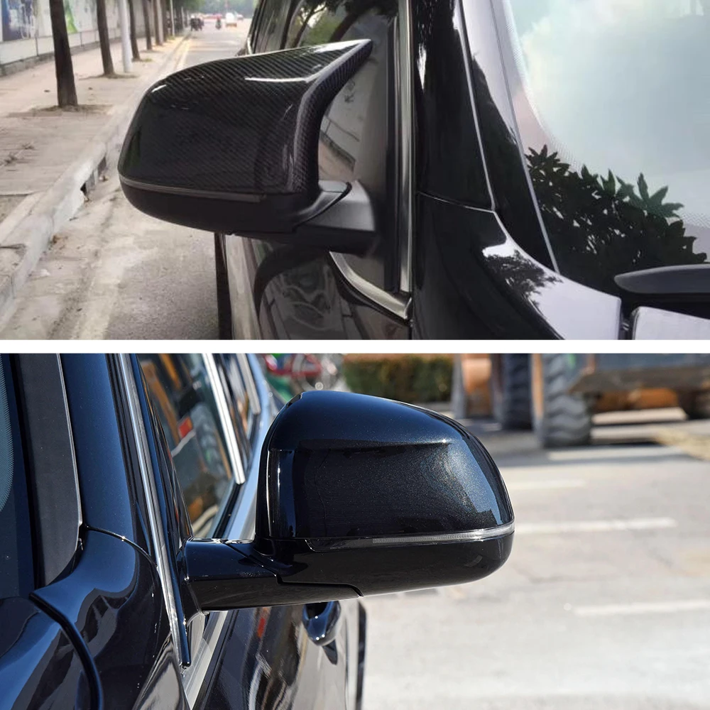 

M Style Rear View Side Mirror Cover Caps For BMW X3 F25 X4 F26 X5 F15 X6 F16 2014-2018 Carbon Fiber Pattern Gloss Black