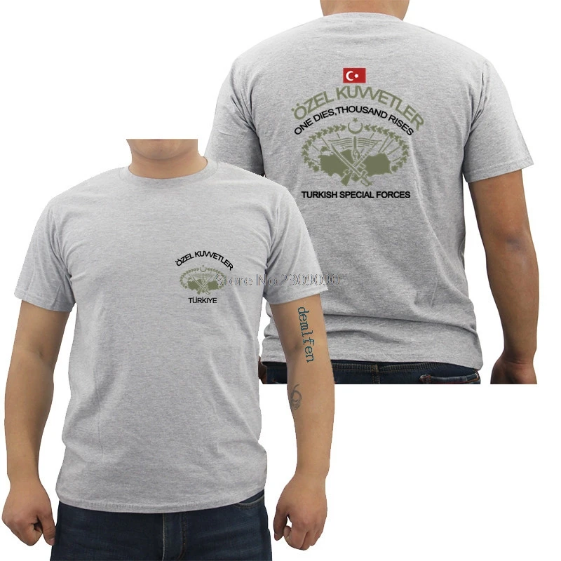 Фото Новый Турецкий спецназ озель кувветлер Футболка Camiseta Черная Мужская Женская хлопковая Футболка крутые футболки Топы Harajuku уличная одежда №3